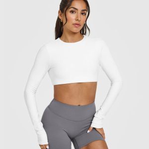 SoftMotion™ Long Sleeve Crop Top White