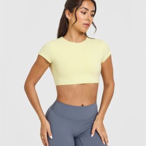 SoftMotion™ Short Sleeve Crop Top Pastel Yellow