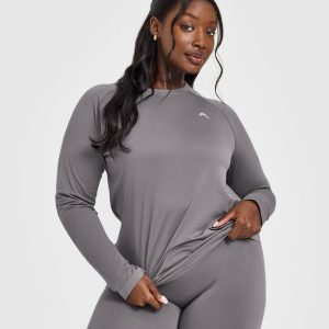 Go To Seamless Loose Long Sleeve Top Ash Grey