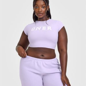 Cotton Baby T-Shirt with Printed Logo Lavender Purple