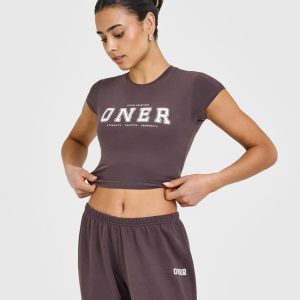 Cotton Baby T-Shirt with Printed Logo Umber Brown