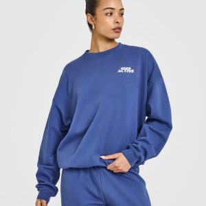 Lightweight Graphic Sweatshirt Shadow Blue