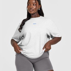 Raising The Bar Oversized Washed T-Shirt Light Grey Marl