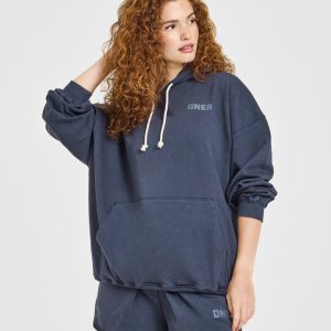 Raw Lounge Oversized Hoodie Washed True Blue