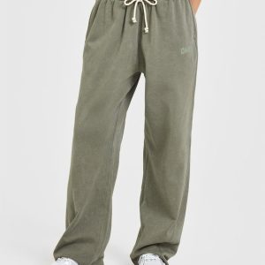 Raw Lounge Wide Leg Joggers Washed Alpine Green