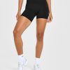 Unified High Waisted Shorts White Logo 6" Black