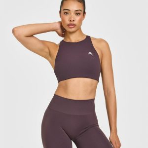EasyLift™ High Neck Sports Bra Dark Umber Brown